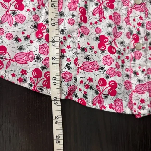 Angie Y2K Shirt Womens Large Cherry Floral Snap Button Western Boho Cotton Top - Picture 9 of 10